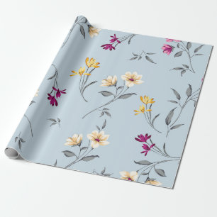 violette und cremefarbene kleine Blumen Blätter Bü Geschenkpapier