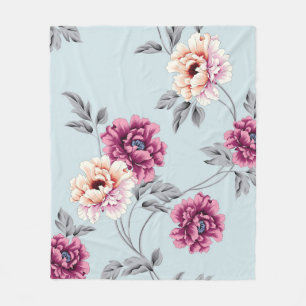 violette und gelbe Blumen mit Blätter auf b Fleecedecke