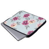 violette und gelbe Blumen mit Blätter auf b Laptopschutzhülle (Vorne Knopf)