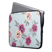 violette und gelbe Blumen mit Blätter auf b Laptopschutzhülle (Vorderseite Links)