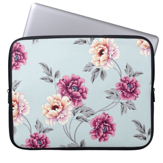 violette und gelbe Blumen mit Blätter auf b Laptopschutzhülle (Vorderseite)