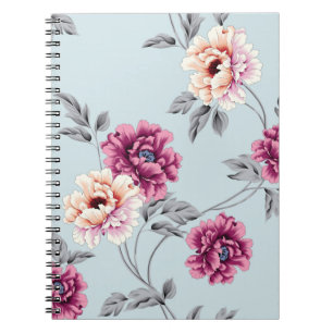 violette und gelbe Blumen mit Blätter auf b Notizblock