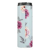 violette und gelbe Blumen mit Blätter auf b Thermosbecher (Rückseite)