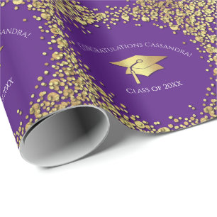 Violette und goldene Abschlussfeier Geschenkpapier