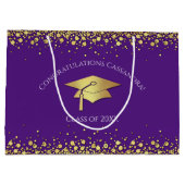 Violette und goldene Abschlussfeier Große Geschenktüte (Rückseite)