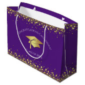 Violette und goldene Abschlussfeier Große Geschenktüte (Rückseite Schrägansicht)