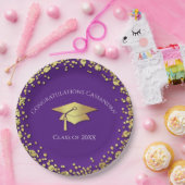 Violette und goldene Abschlussfeier Pappteller (Party)