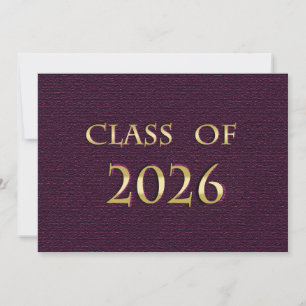 Violette und goldene Abschlusskarte der Klasse 202 Einladung