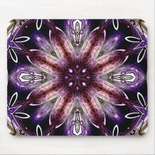 Violette und magentafarbene kosmische Blumen-Kalei Mousepad