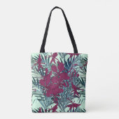 Violette und Navy-Tropenblumen-Tasche Tasche (Rückseite)