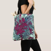 Violette und Navy-Tropenblumen-Tasche Tasche (Von Nahem)