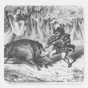 Violette und Ourson Quadratischer Aufkleber