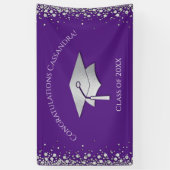 Violette und silberne Abschlussfeier Banner (Vertikal)