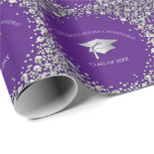 Violette und silberne Abschlussfeier Geschenkpapier (Rolleneckpunkt)