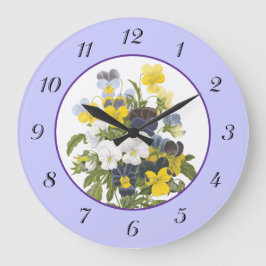 Violette und Vintage botanische Wall-Uhr Große Wanduhr