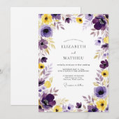 Violette üppige Frühlingshochzeit Einladung (Vorne/Hinten)