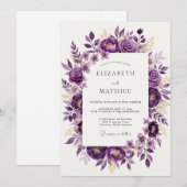 Violette verfeinerte Frühlingshochzeit Einladung (Vorne/Hinten)