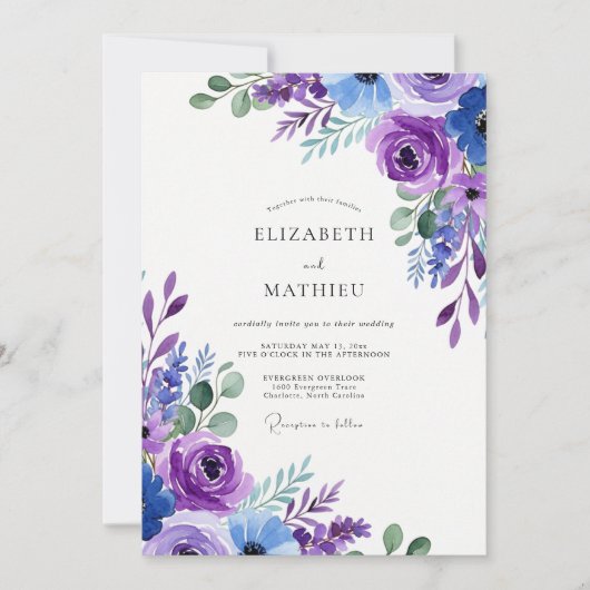 Violette verlockende Frühlingshochzeit Einladung (Vorderseite)