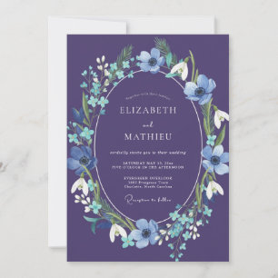 Violette verzaubernde Winterhochzeit Einladung