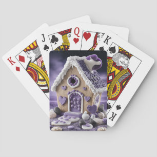 Violette verzauberte Gingerbread-Haus-Spielkarten Spielkarten