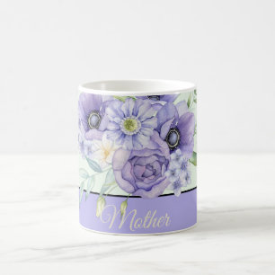 Violette Wasserfarbe floral anpassbar Kaffeetasse
