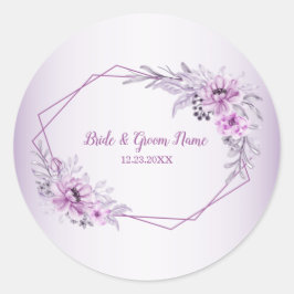 Violette Wasserfarbe Pink Floral Runder Aufkleber