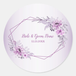 Violette Wasserfarbe Pink Floral Runder Aufkleber