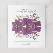 Violette Wasserfarben Blumen Platzkarte (Außenseite Aufgefaltet)
