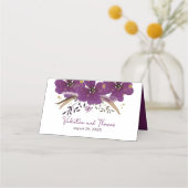 Violette Wasserfarben Blumen Platzkarte (Rückseite)