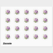 Violette Wasserfarben Blumen Runder Aufkleber (Blatt)