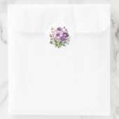 Violette Wasserfarben Blumen Runder Aufkleber (Tasche)