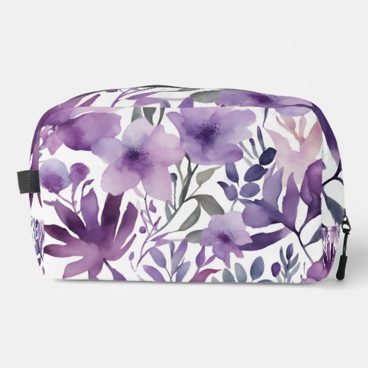 Violette Wasserfarben Blumen Waschbeutel (Vorderseite)