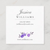 Violette Watercolor-Rosenwreath-Geschäfts-Karte Quadratische Visitenkarte (Rückseite)