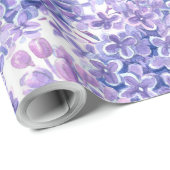 Violette Watercolorflieder-Blumen Geschenkpapier (Rolleneckpunkt)