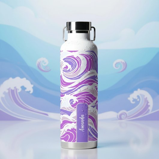 Violette Wellenmuster Trinkflasche