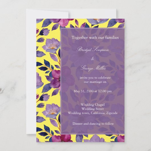 violette Wildblume Einladung (Vorderseite)