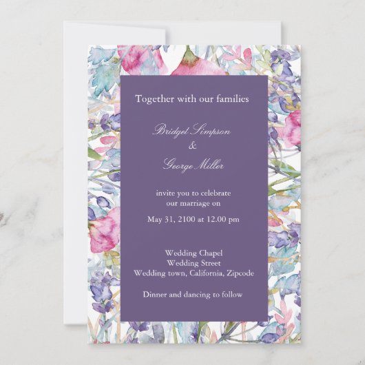 violette Wildblume Einladung (Vorderseite)