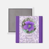 Violette Wildblume Geburtstagsartikel Magnet (Vorderseite/Rückseite)