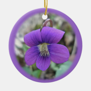 Violette Wildblume-Weihnachtsverzierung Keramik Ornament