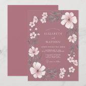 Violette Wildblumen-Hochzeit Einladung (Vorne/Hinten)