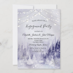 Violette Winterlandschaft Schnee Engagement Einladung