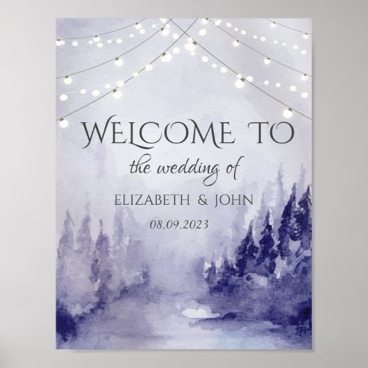 Violette Winterlandschaft Schnee Poster (Vorne)