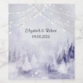 Violette Winterlandschaft Schnee Weinetikett (Einzelnes Label)