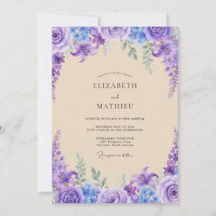 Violette Wisteria-Hochzeit Einladung