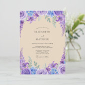 Violette Wisteria-Hochzeit Einladung (Stehend Vorderseite)