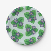 Violetten auf blauem Meerglas Pappteller (Vorderseite)