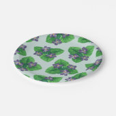 Violetten auf blauem Meerglas Pappteller (Schrägansicht)