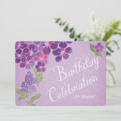 Violetten auf Lavendelhandschuhe zum Geburtstag ei Einladung (Stehend Vorderseite)