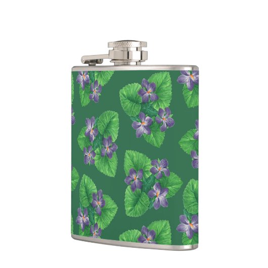 Violetten auf Smaragdgrün Flachmann (Links)