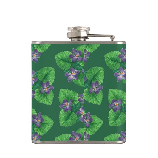 Violetten auf Smaragdgrün Flachmann (Rückseite)